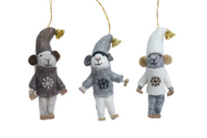 Snow mouse brother ornament
