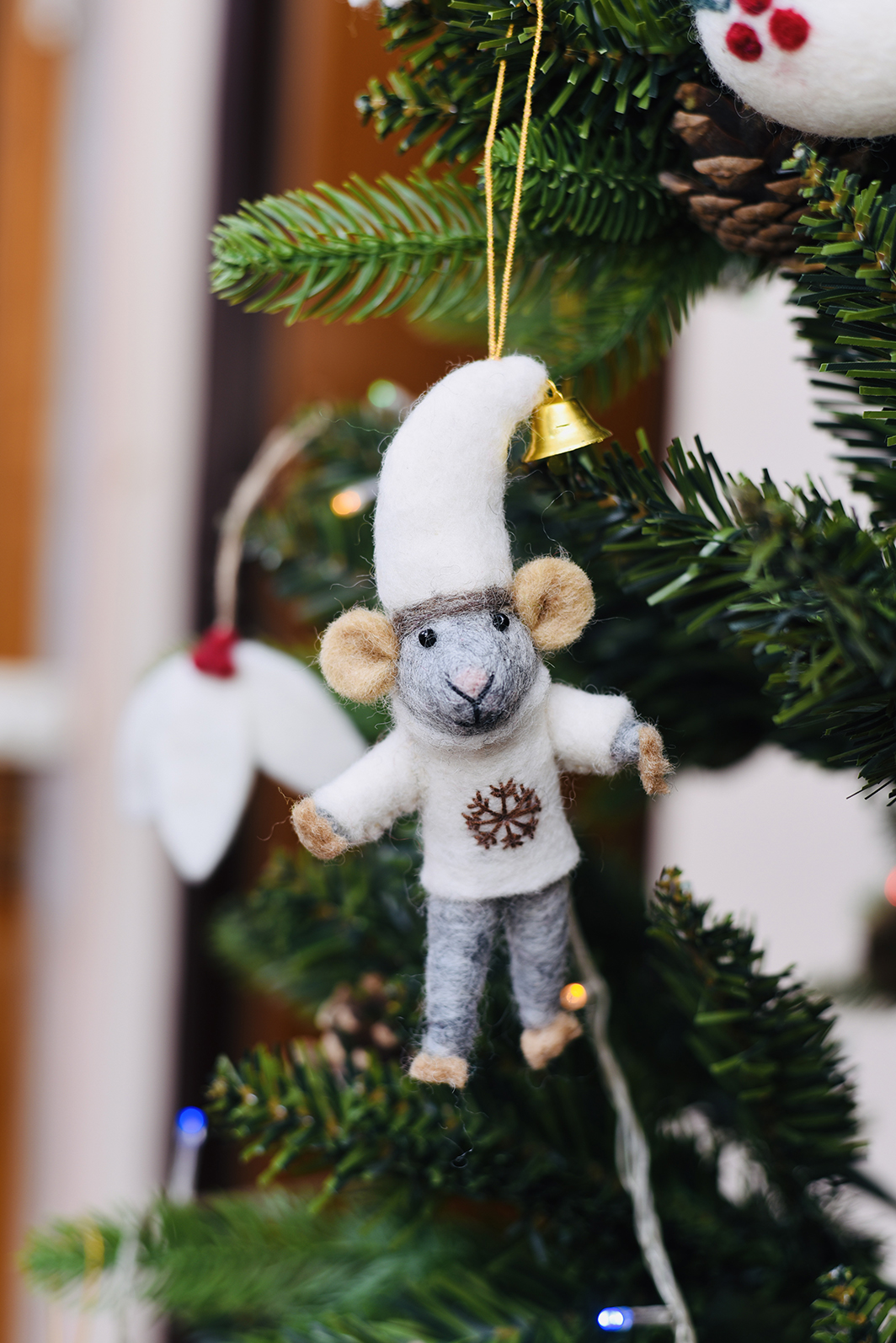 Snow mouse brother ornament